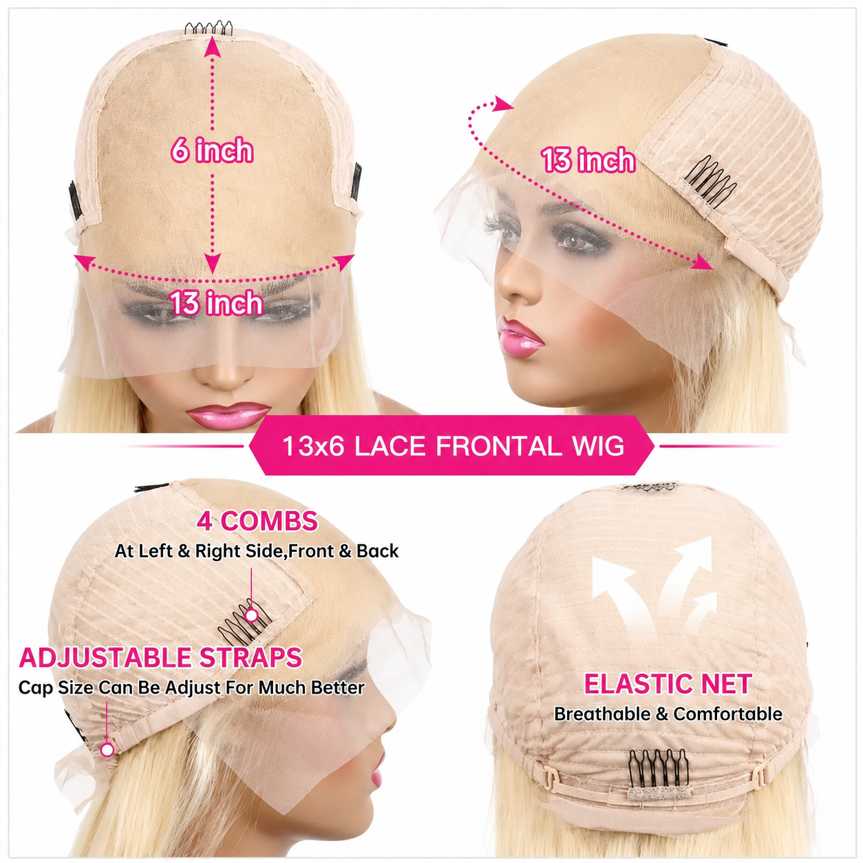 Tuneful 613 Blonde HD Transparent Lace Frontal Wig – 180% Human Hair