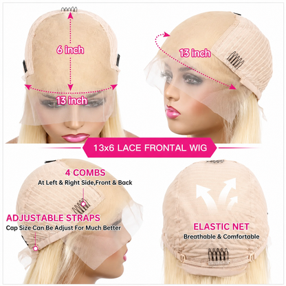Tuneful 613 Blonde HD Transparent Lace Frontal Wig – 180% Human Hair