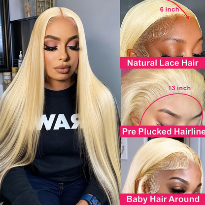 Tuneful 613 Blonde HD Transparent Lace Frontal Wig – 180% Human Hair
